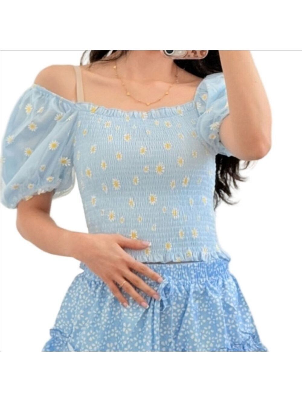 Smocked Puff Sleeve Top